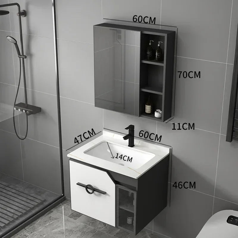 Bathroom Dressing Table and Sink Combination, Rock Plate Integrated Washbasin, Smart Mirror Cabinet, Toilet Furniture