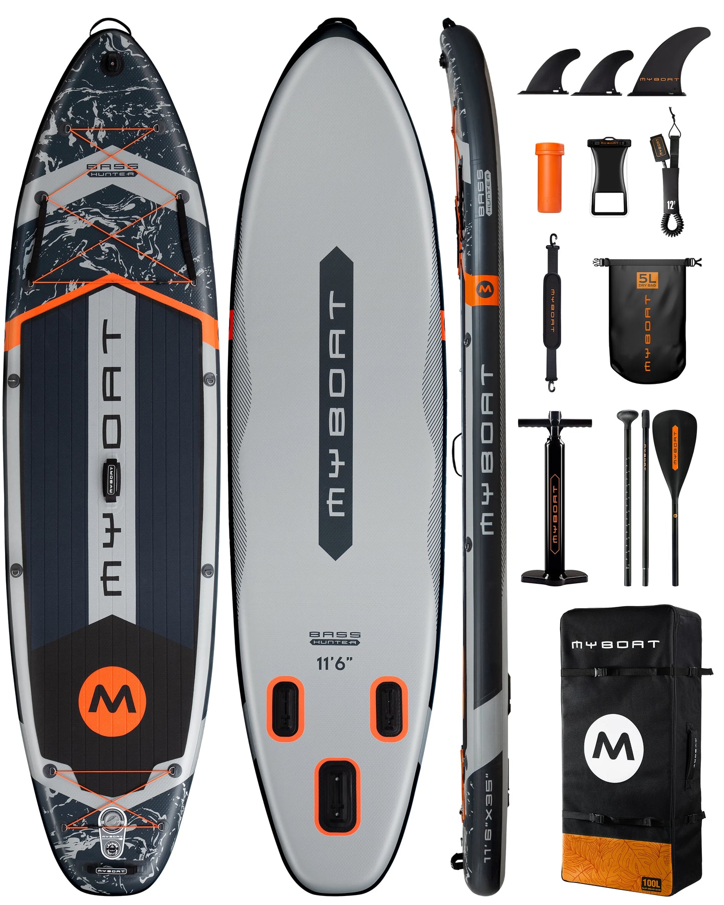Myboat Waterproof  Extra Wide Inflatable Paddle Board 11'6''x35''x6''Adult Standing Style Aquatic Fishing With Accessories SUP