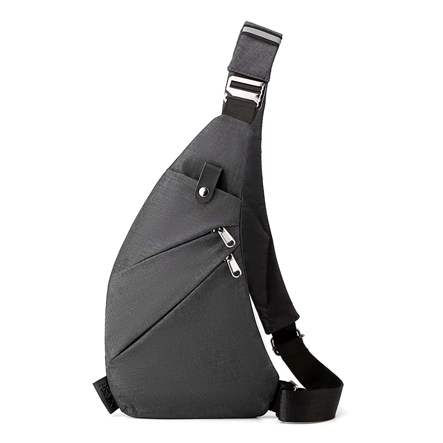 Versatile Men's Outdoor Chest Bag with Crescent Shape & Adjustable Slanted Shoulder Strap, Durable Nylon Design for Travel