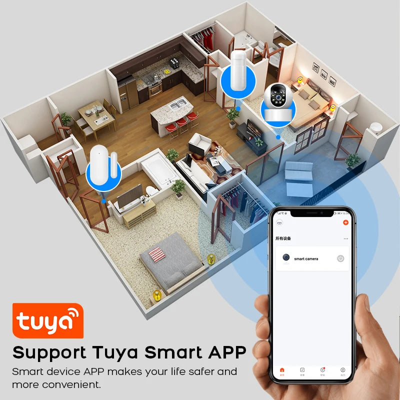 Wireless GSM Alarm System Tuya Smart Life Home Security Kit with Door Sensor PIR Motion Detector Alexa Compatible