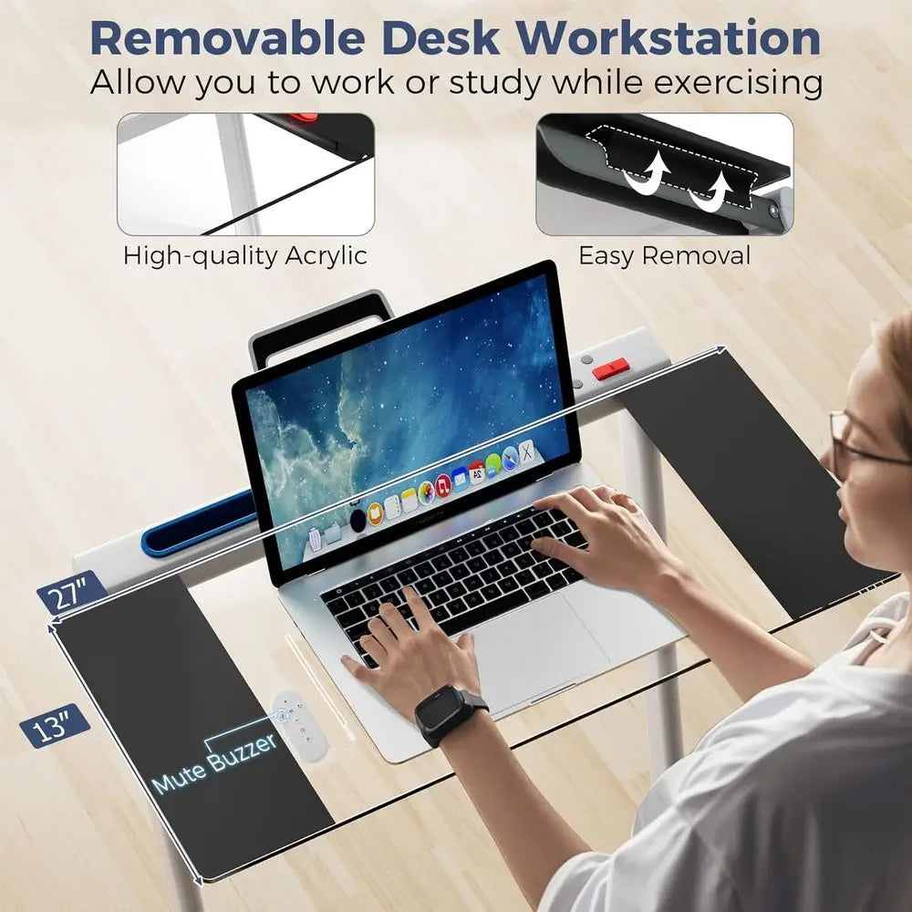 3-in-1 Under Desk Treadmill with Removable Desk, Remote, and 12 Workout Programs