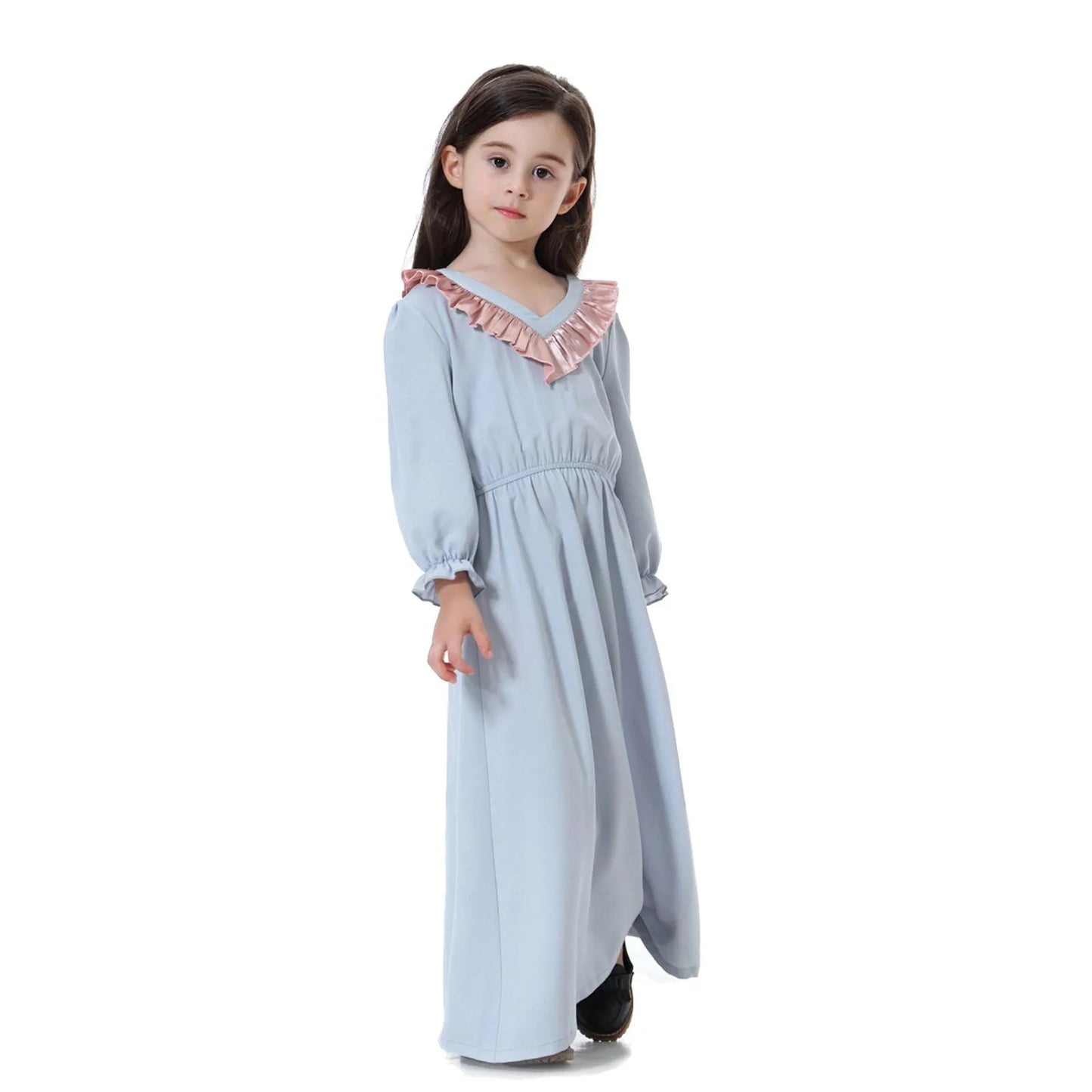 Muslim Children Abaya Girls Long Prayer Robe Gowns Kids Dress Kimono Ramadan Middle East Moroccan Arab Caftan Islamic Clothing