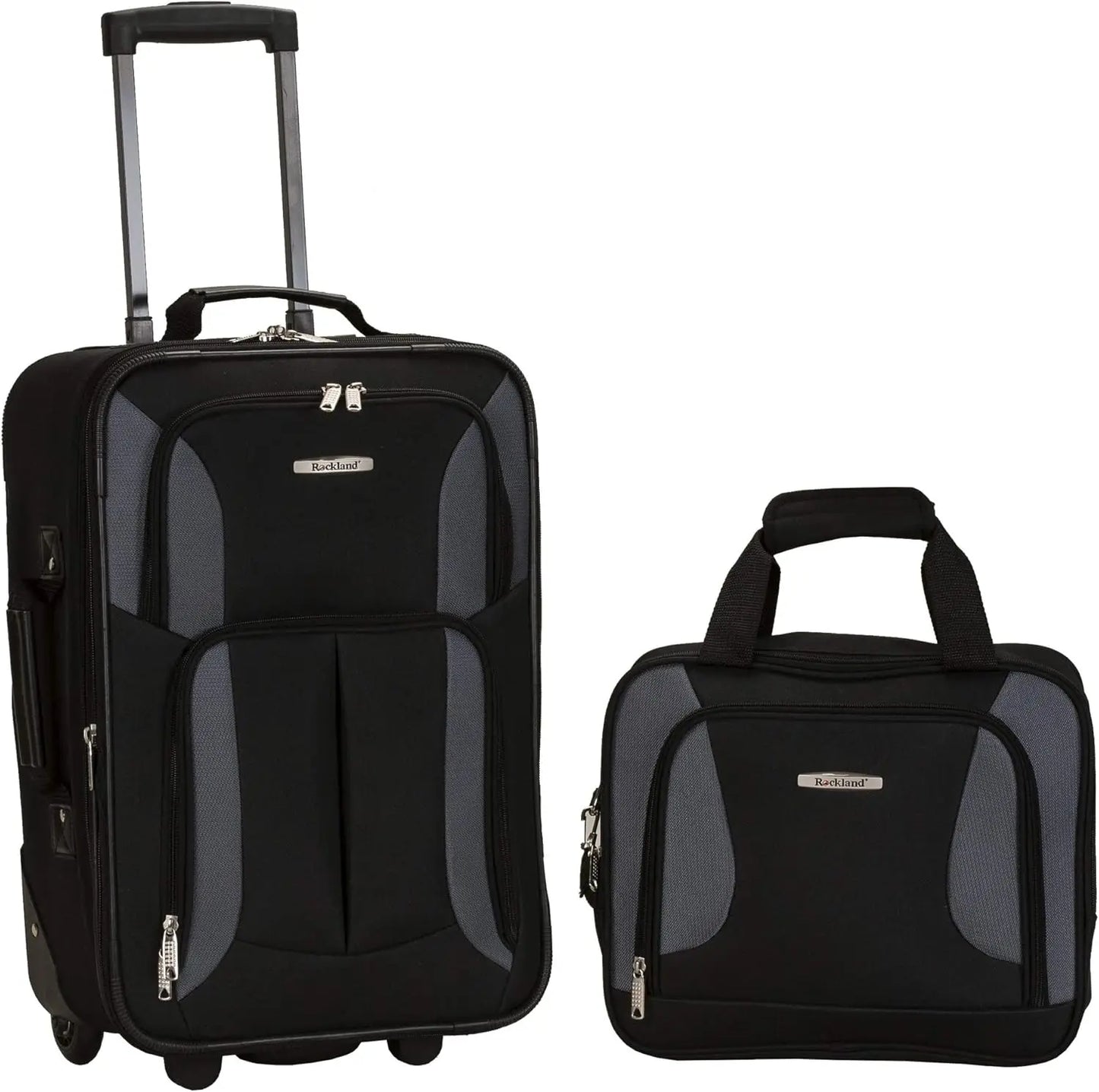 Rockland Fashion Softside Upright Luggage Set, Expandable, Pink Dots, 2-Piece (14/19)