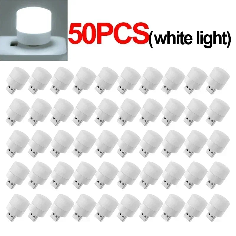 1-50pcs Mini USB Night Lights Warm White Eye Protection Book Reading Light PC Mobile Power USB Plug LED Charging Lamps Wholesale