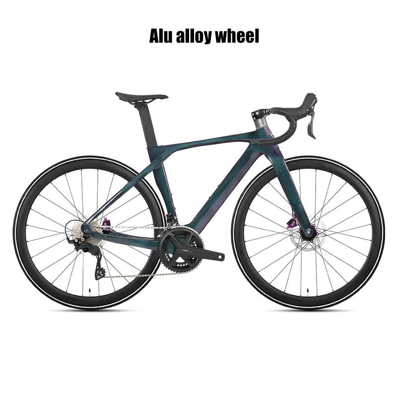 TWITTER Full Carbon Light Weight Road Bike Wireless WheelTop EDS 24S Racing Bicycle 4-Piston Disc Brake With 50mm Carbon Wheels