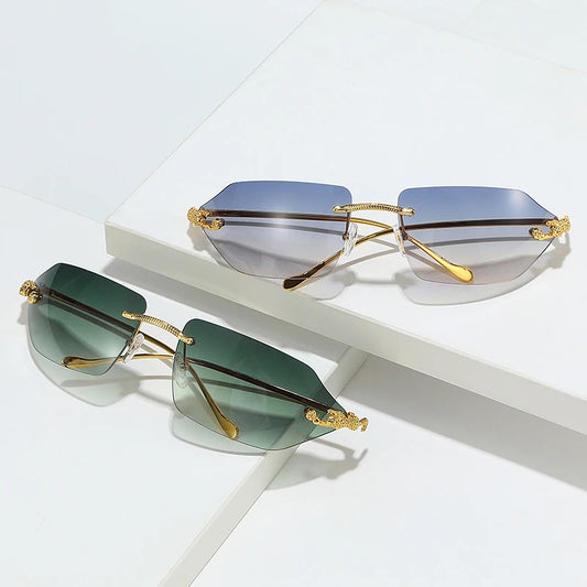 Men's Sunglasses Fashion Rectangle Women Metal Luxury Brand Leopard Head Sun glasses Classic Oculos Masculino Glasses UV400