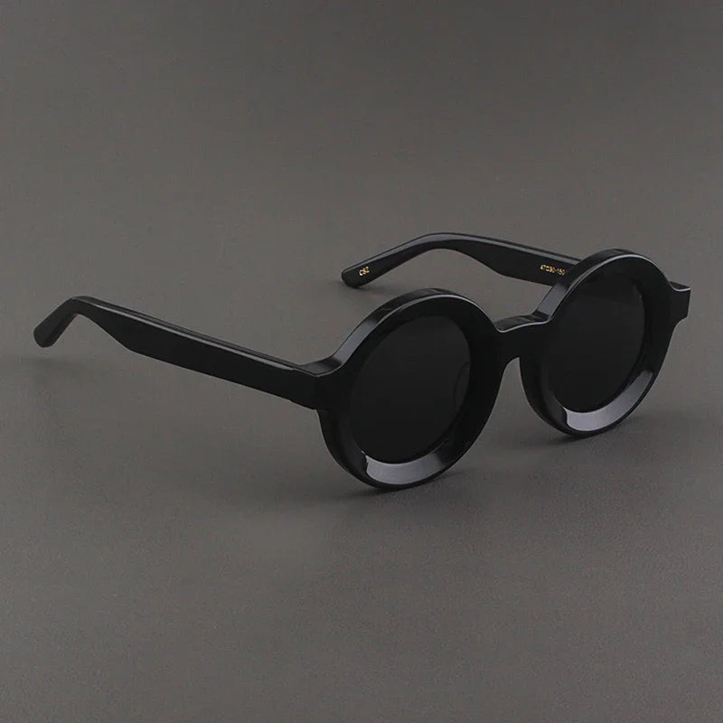 Luxury Sunglasses for Women Round Coarse Frame Frosted Matte Gray Pink Lenses Outdoor Handmade UV400 Men Polarized SUN GLASSES
