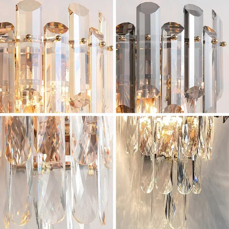 Modern Minimalist Light Luxury Crystal Glass Rod Wall Lamp Living Room Study Bedroom Decoration Led Home Indoor Lighting