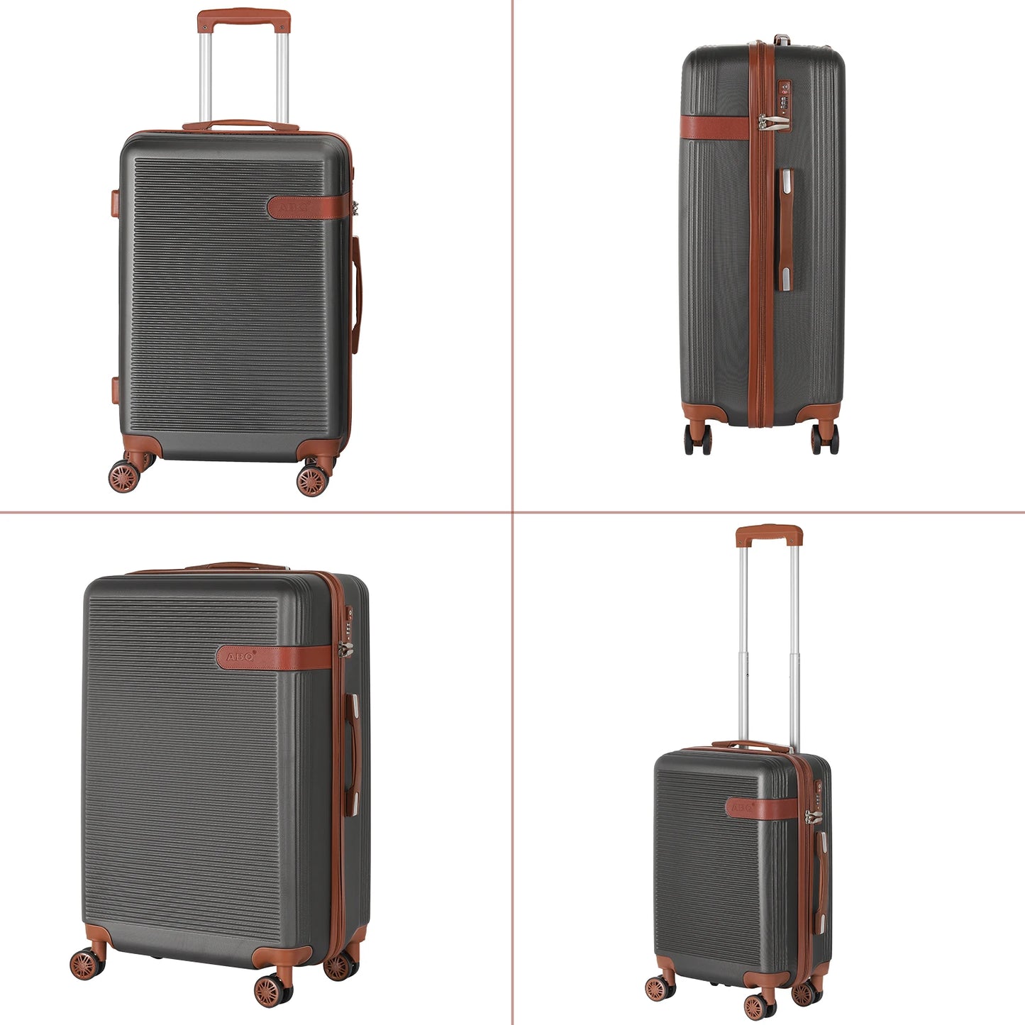 3-Piece ABS Hardshell Luggage Set - Durable Suitcases w/Double Spinner Wheels & TSA Lock, Lightweight  Travel Luggage Carry-On