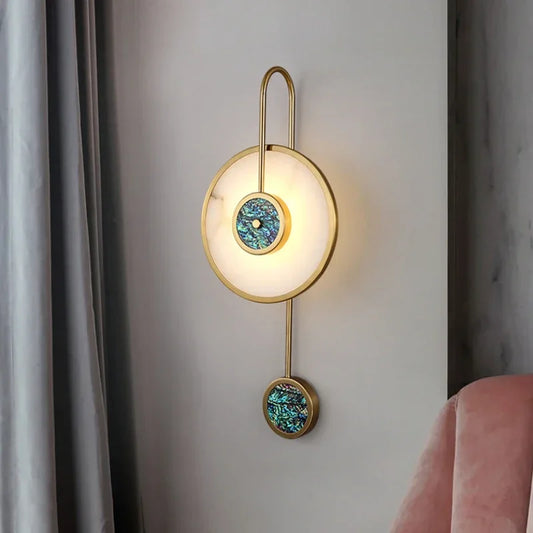 Nordic Marble Wall Lamp Circular Light Luxury Living Room Background Wall Dining Room Bedroom Bedside Background Wall Lamp