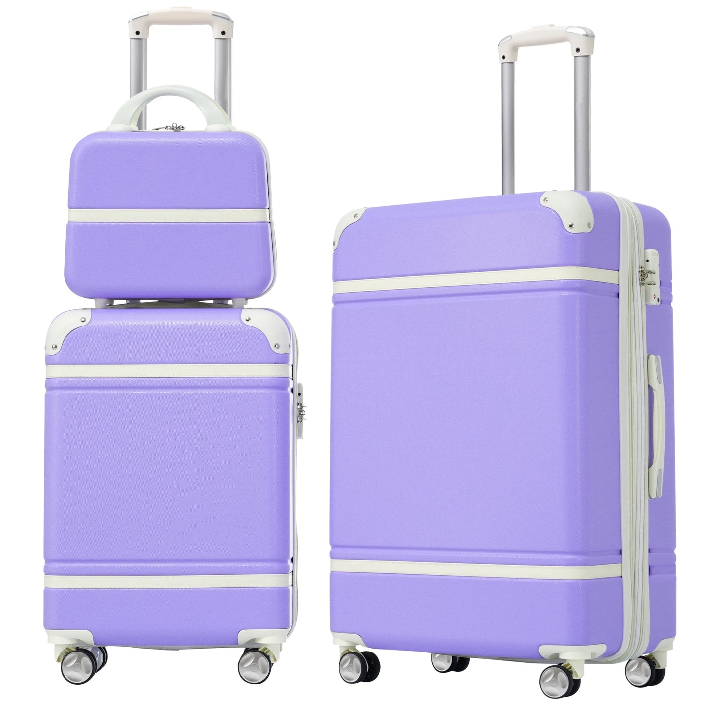 Hardshell Luggage Sets 3 Pieces 20"+24" Luggages and Cosmetic Case Spinner Suitcase with TSA Lock Lightweight