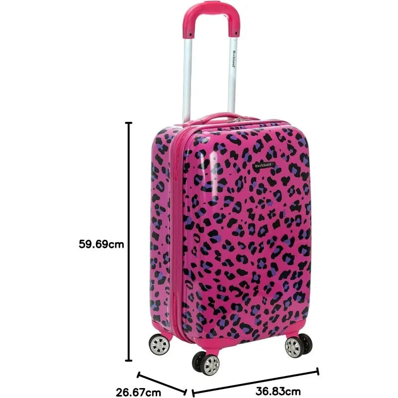 Safari Hardside Spinner Wheel Luggage, Magenta Leopard, Carry-On 20-Inch