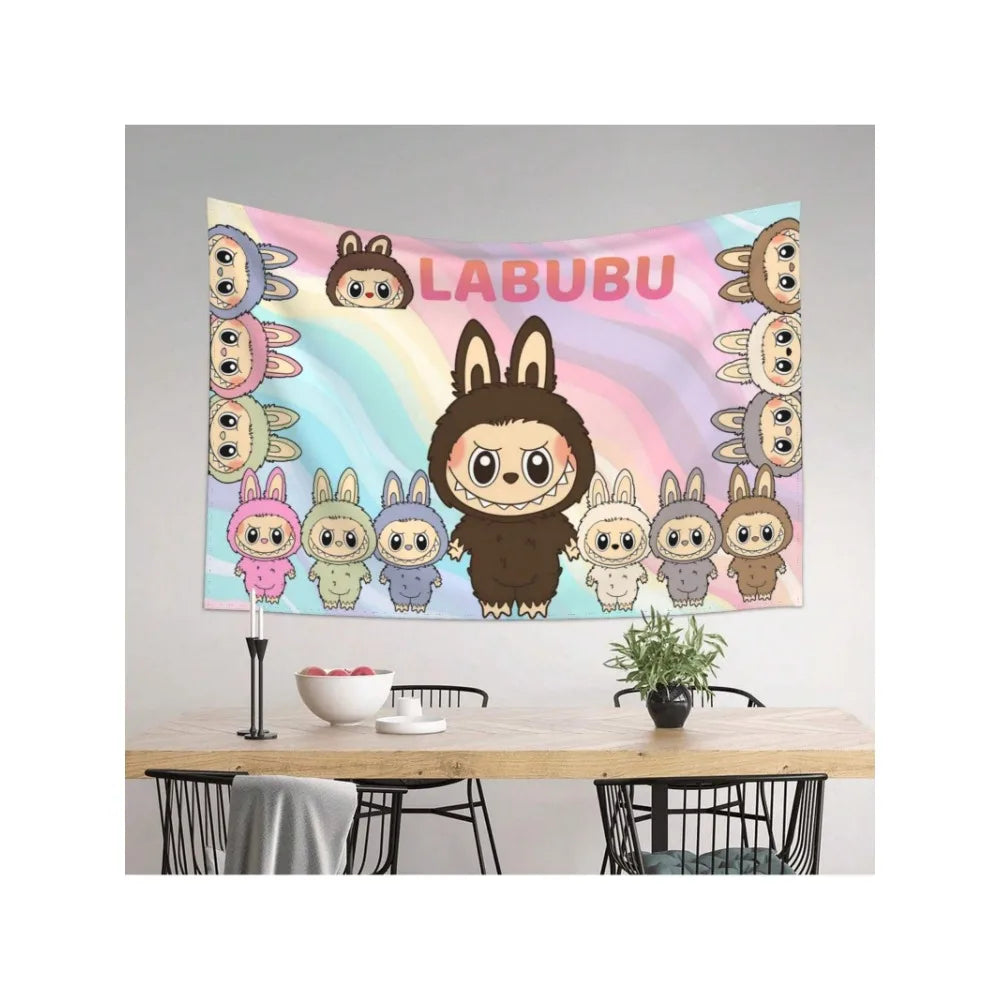 Funny Labubu Tapestries,Cute Colorful Cartoon Poster Backgrounds,For Living Room Bedroom,Gift For Fans,Birthday Graduation
