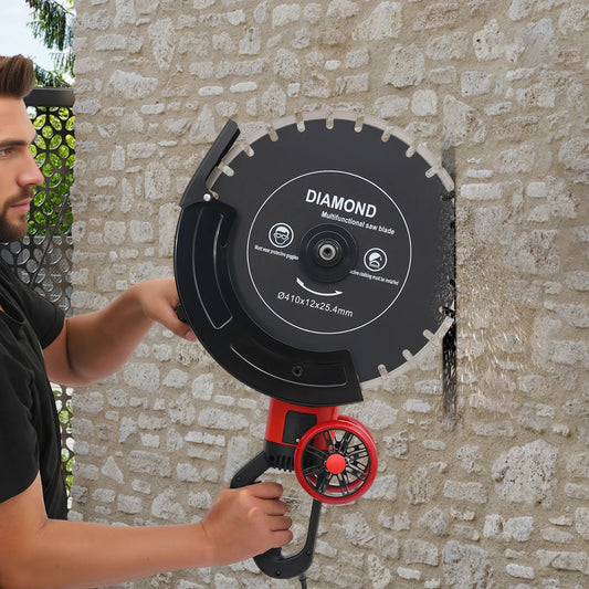 16In 4000W Electric Concrete Saw Brick Cutter Circular Saw Wall Slotting Groving with Saw Blade and Rolling Pulley 3000RPM