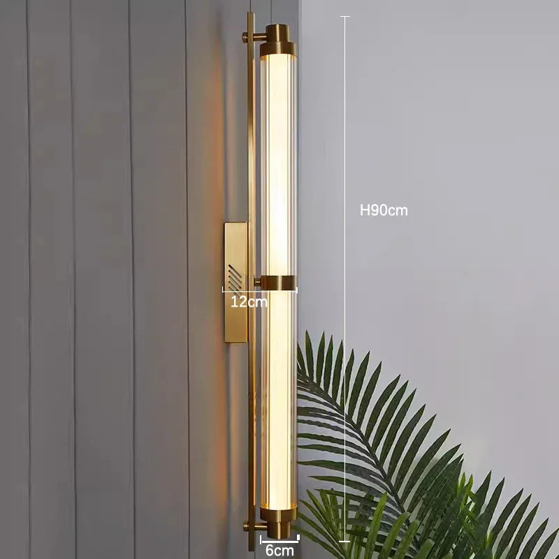 Long Glass Wall Lamp Indoor Decorative Modern LED for Bedroom Bedside Living Study Room Corridor Home Lights Lighting