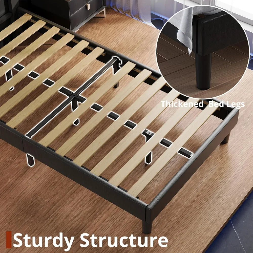 Bed Frames with Lighted Headboard,  Twin Platform Bed with Heavy Duty Supports, No Box Spring Need, Noise Free, Easy Assembly,