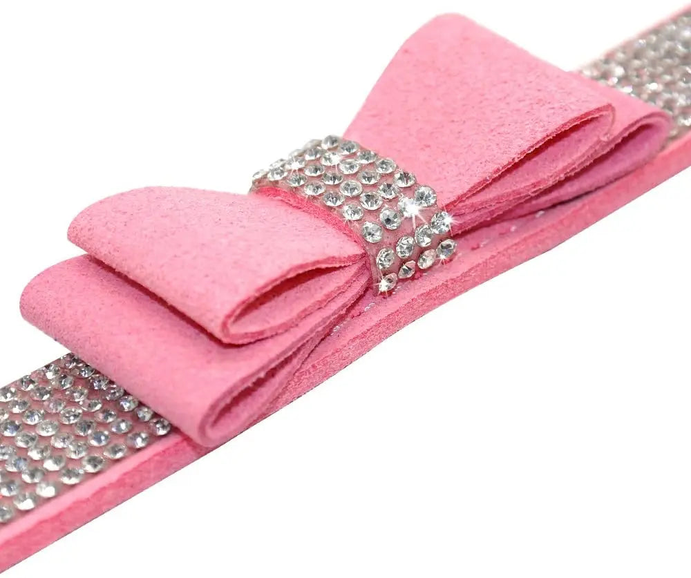 Pet Dog Velvet Leather Collar Leash With Rhinestone Bling Blink Butterfly Fashion Pet Leash Accessories Blind Drop Shipping