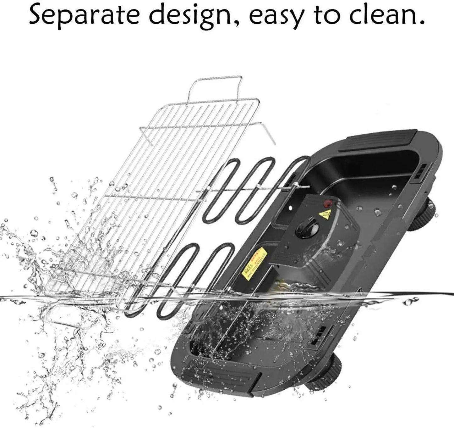 VickyHome BBQ Electric Grill with Detachable Barbecue Wire Grid Rack and Oil Drip Tray, Smokeless Nonstick Barbecue Machine 1500