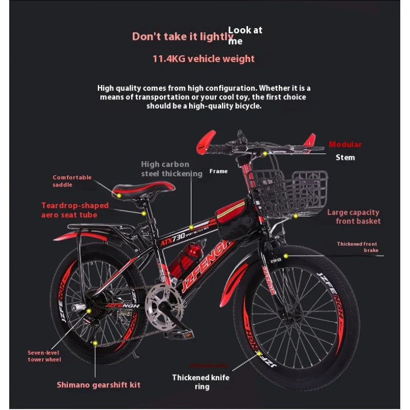 20/22Children's Mountain Bike Geared Bicycle Student Bike