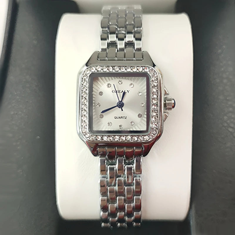 New Luxury Women Watch Fashion Square Wristwatch Casual Quartz Watch Simple Rhinestone Ladies Clock Relogio Feminino Woman Watch