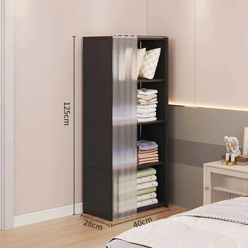 Dustproof Wardrobe Multi-layer Storage Rack Storage Cabinet DIY Multilayer Furniture Curtains Portable Clothes Organizer Cabinet