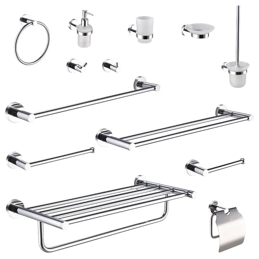 Bathroom Accessories 304Stainless Steel Hardware Kit Wall Mount Clothe Hook Paper Holder Towel Bar Toilet Brush Holder Soap Dish