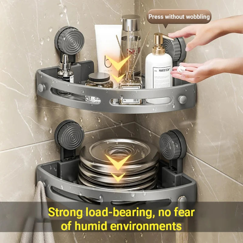Bathroom ABS Storage rack With Suction Cup Corner Shelf No punching Shower Rack Wall Shampoo Holder Bathroom Organizer