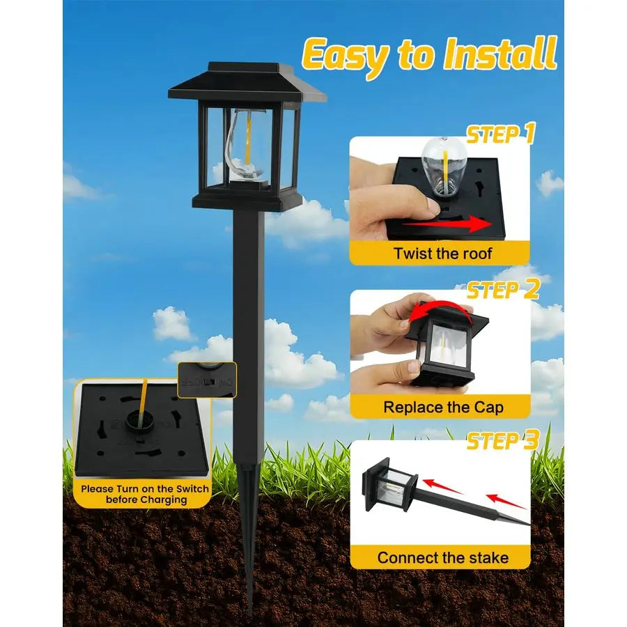 Solar Lights Outdoor ExtraBright amp Smart Auto On Off, Solar Powered Garden Lights, Waterproof Solar Pathway Lights for Landsca